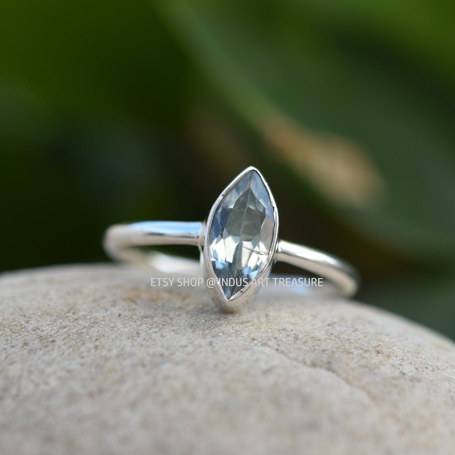 Blue Topaz Marquise Ring