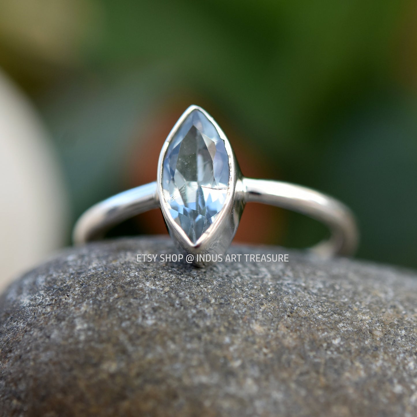 Blue Topaz Marquise Ring