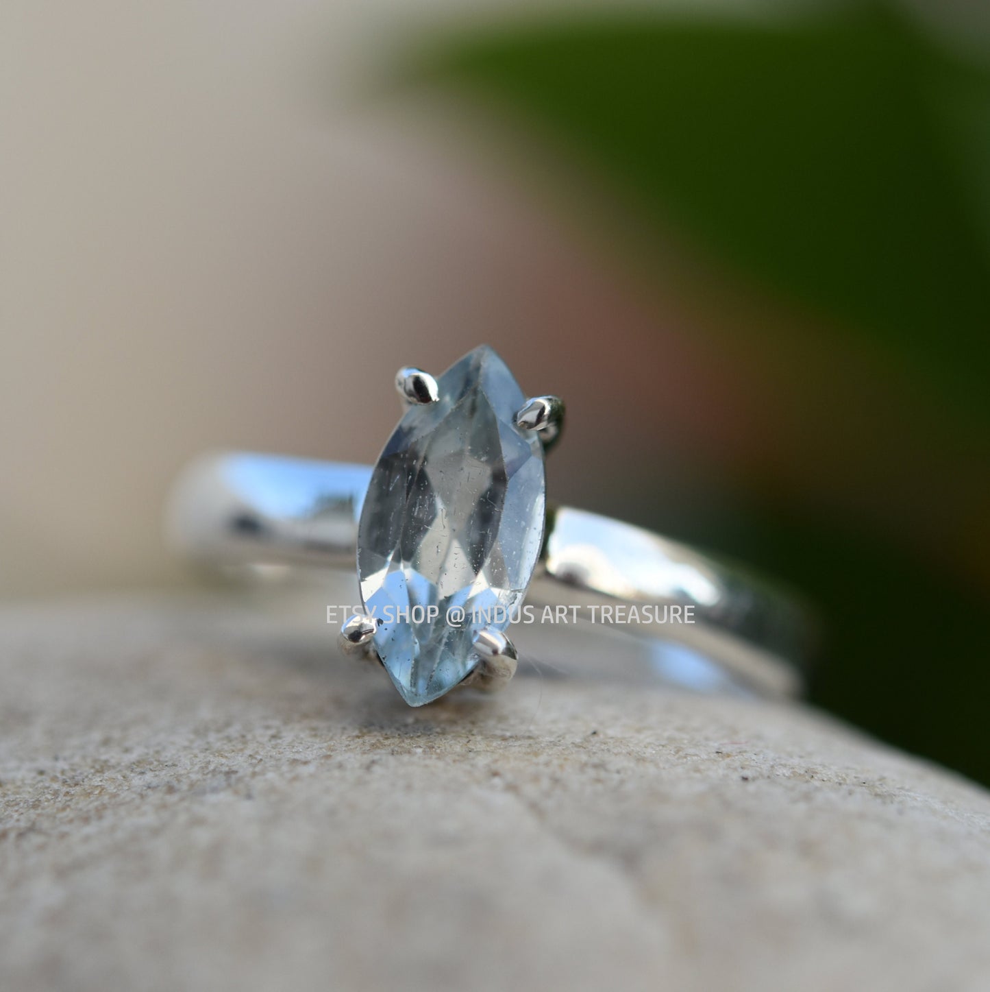Blue Topaz Marquise Ring