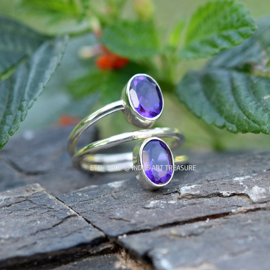 Purple Amethyst Coil Ring