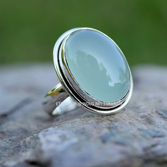 Aqua Chalcedony Ring