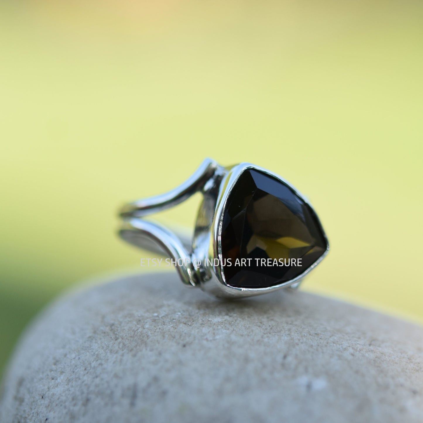 Trillion Shape Smoky Quartz Ring