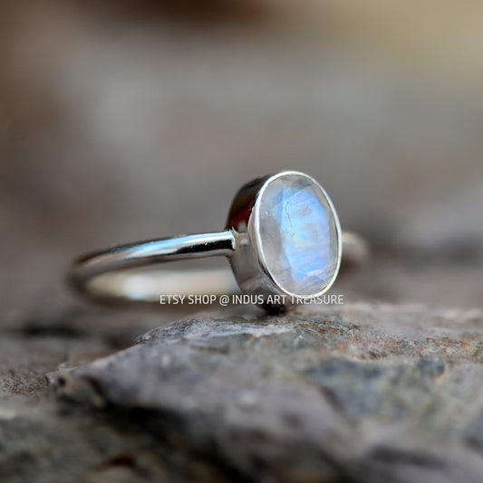 Rainbow Moonstone Ring