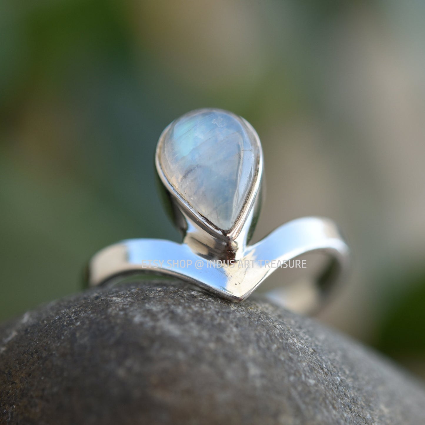 Rainbow Moonstone Crown Ring