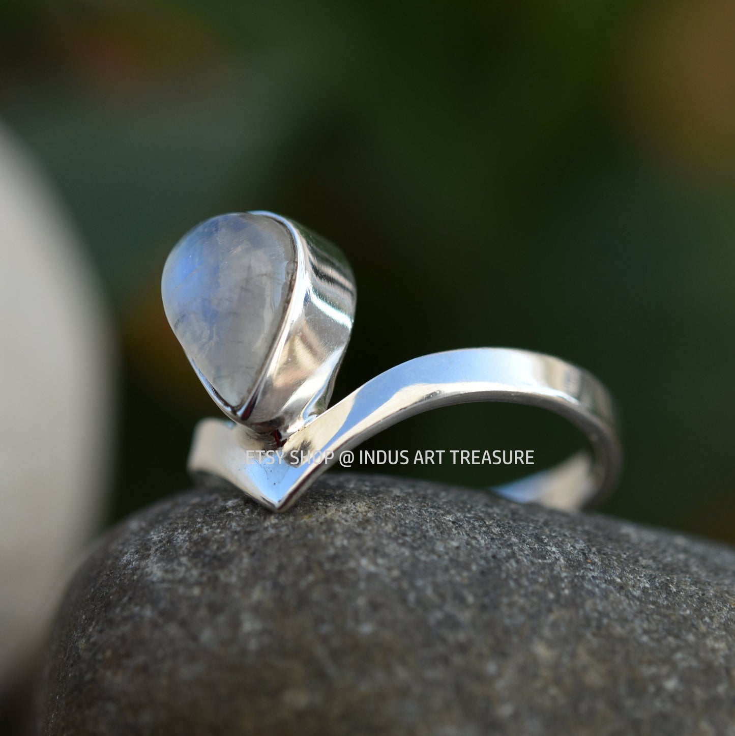 Rainbow Moonstone Crown Ring