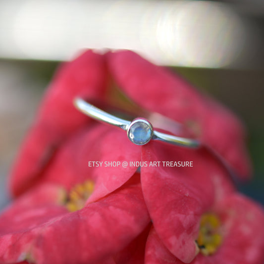 Aqua Chalcedony Dainty Ring