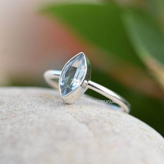 Blue Topaz Marquise Ring