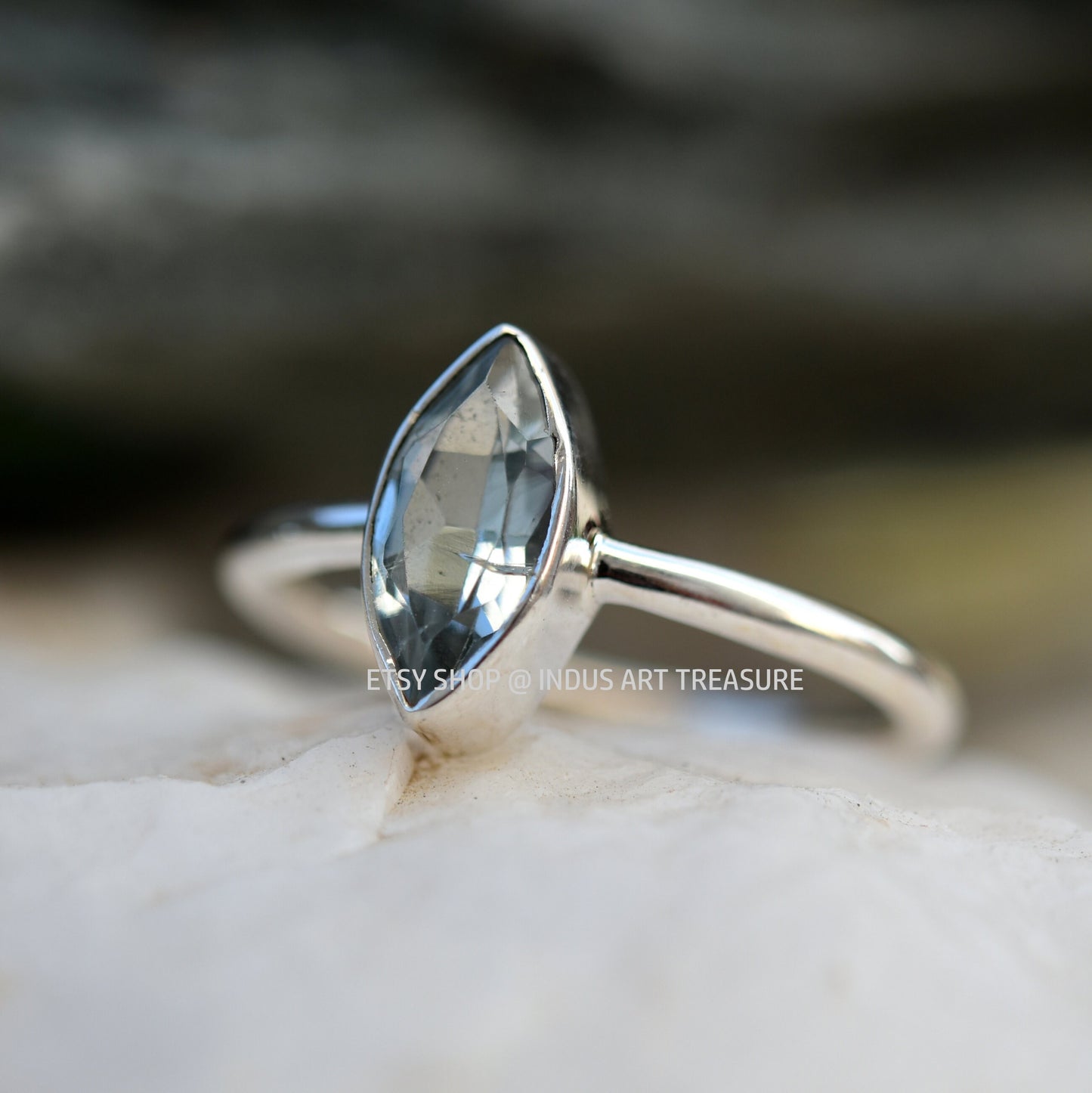 Blue Topaz Marquise Ring