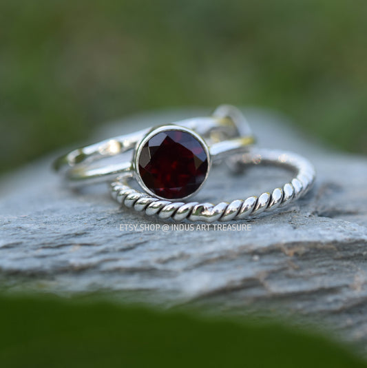 Red Garnet Stacking Ring
