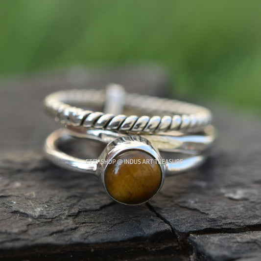 Tiger Eye Stacking Ring Set