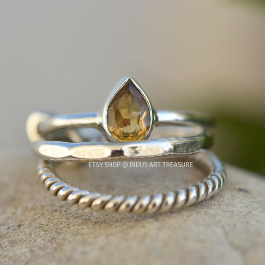 Citrine Stacking Ring Set