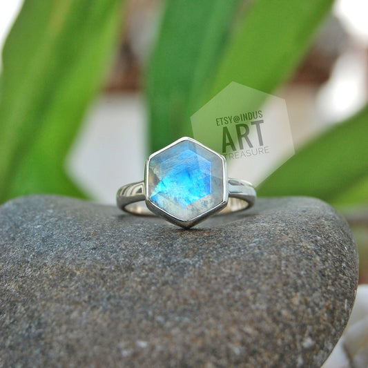 Rainbow Moonstone Ring