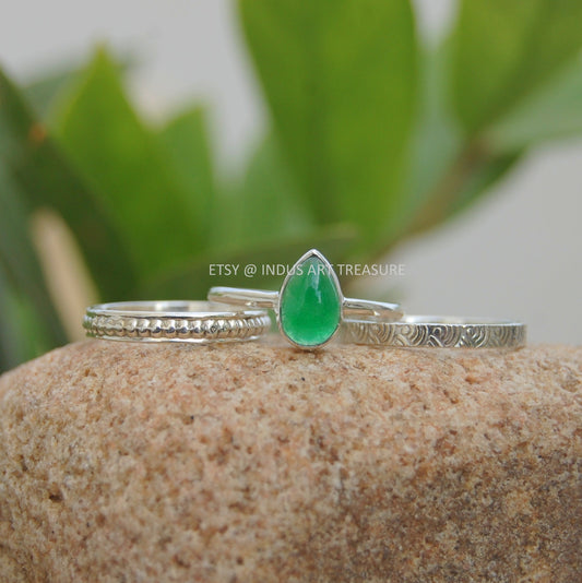 Natural Jade Stacking Ring Set