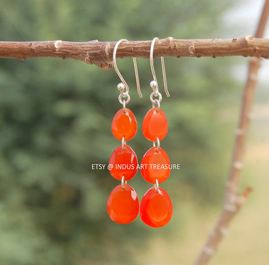 Carnelian Long Dangling Earrings