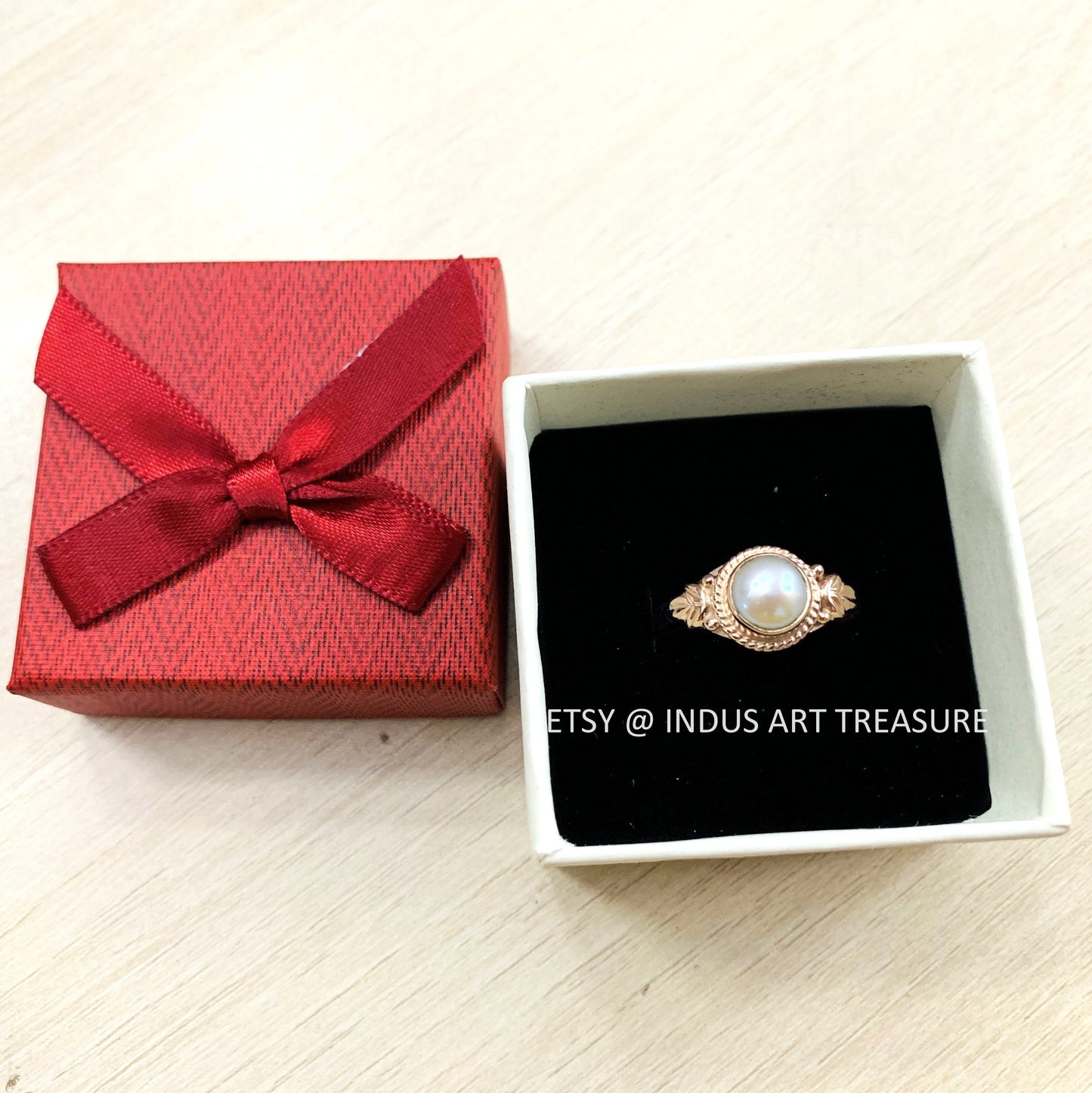 Dainty Pearl Rose Gold Plated Ring