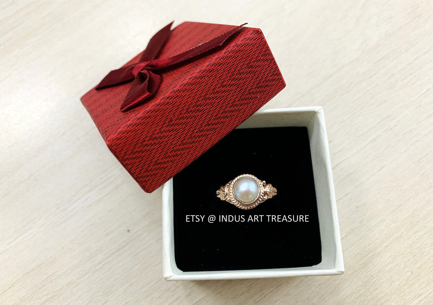 Dainty Pearl Rose Gold Plated Ring