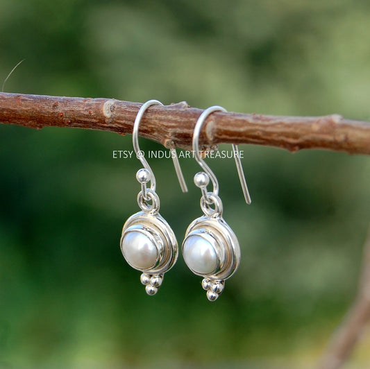 Fresh Water White Pearl Boho Earrings
