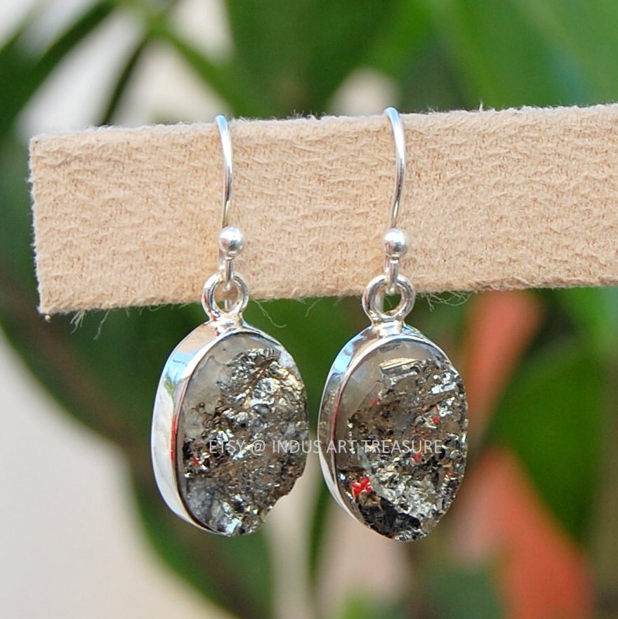 Raw Hematite Earrings