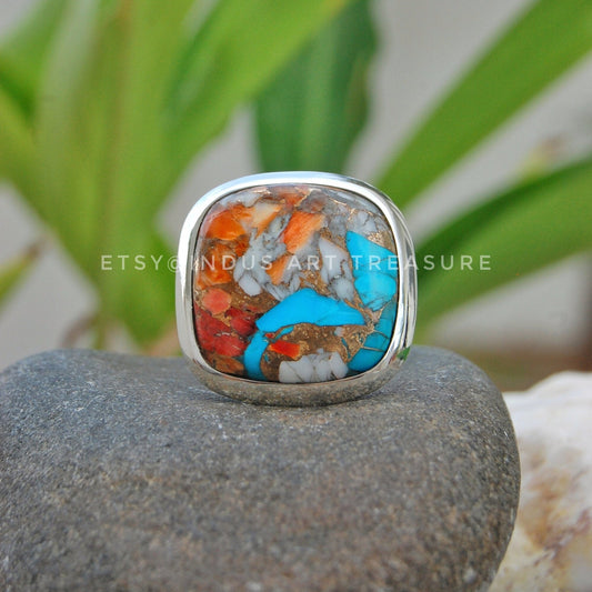 Oyster Copper Turquoise Statement Ring