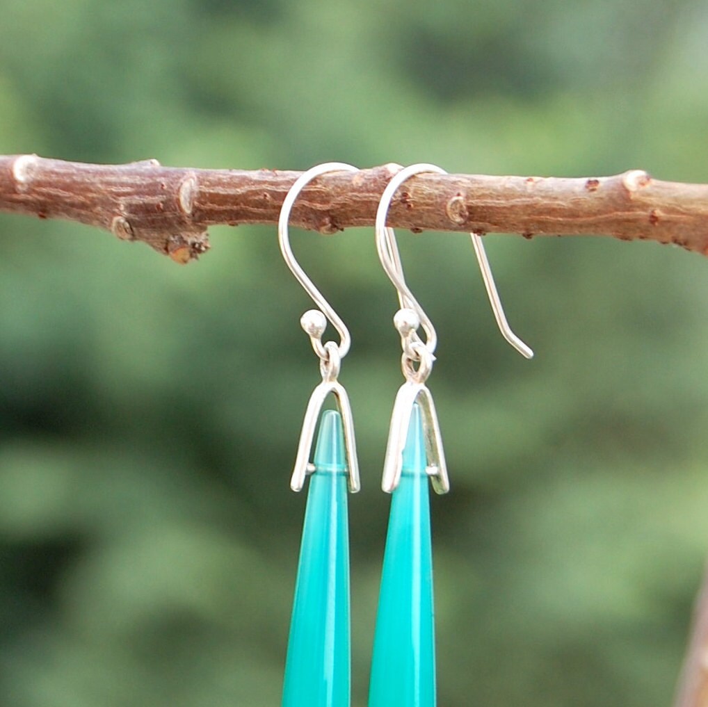 Aqua Chalcedony 50mm Long Earrings