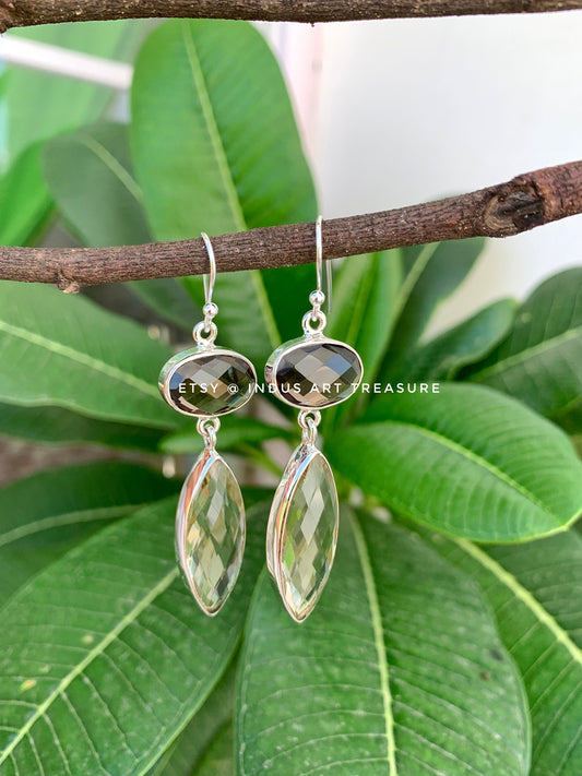 Smoky Quartz -Lemon Quartz Dangle Earrings