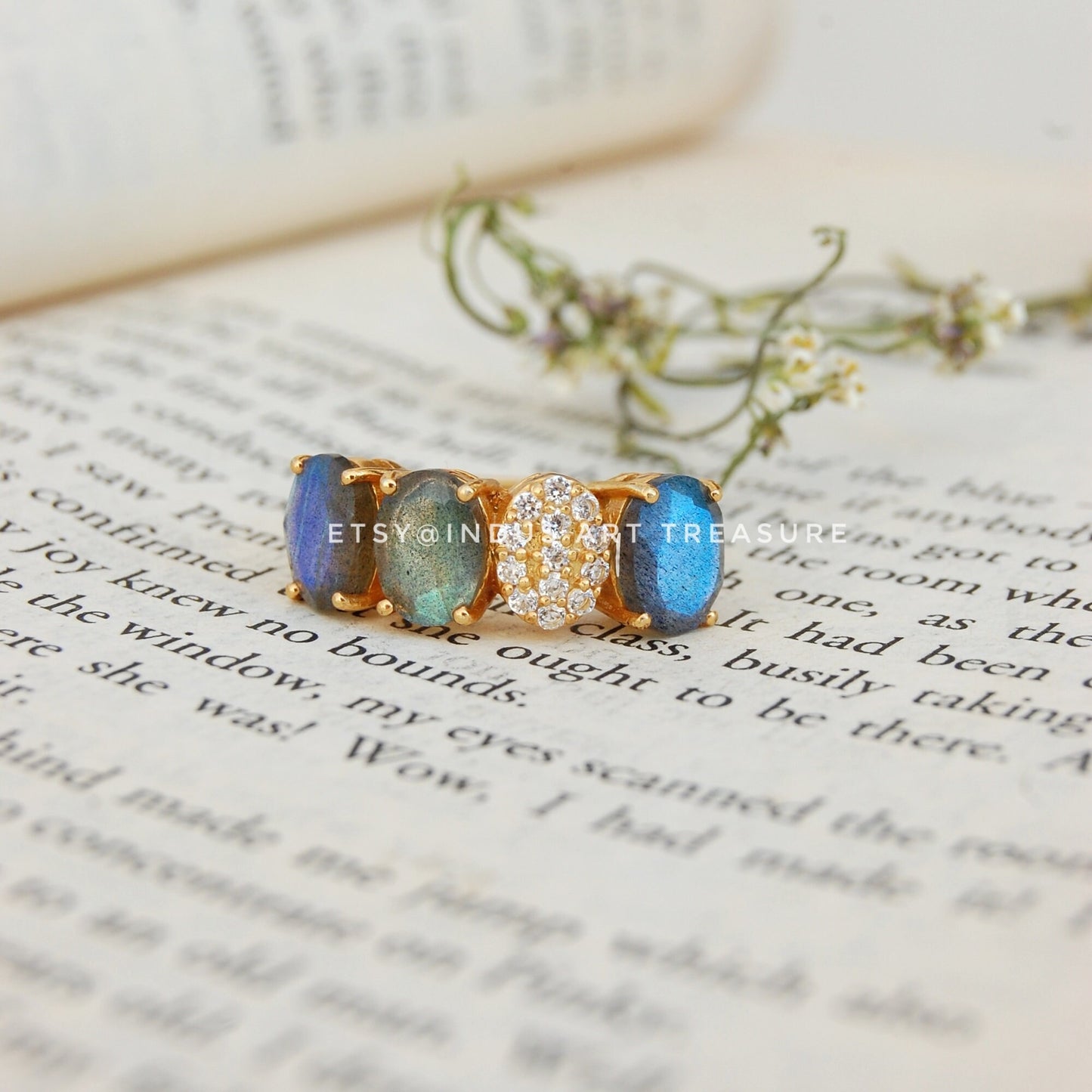 Topaz - Blue Labradorite Gold Plated Ring