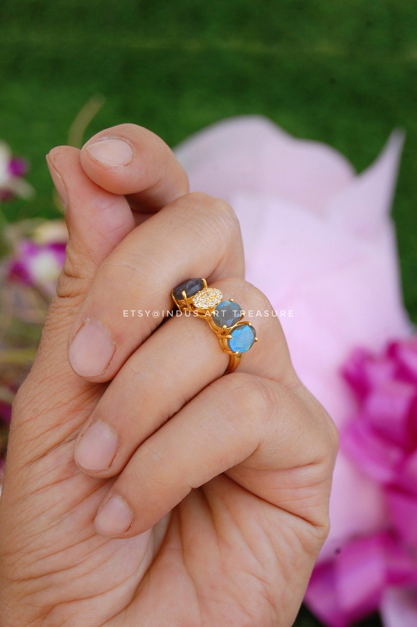 Topaz - Blue Labradorite Gold Plated Ring