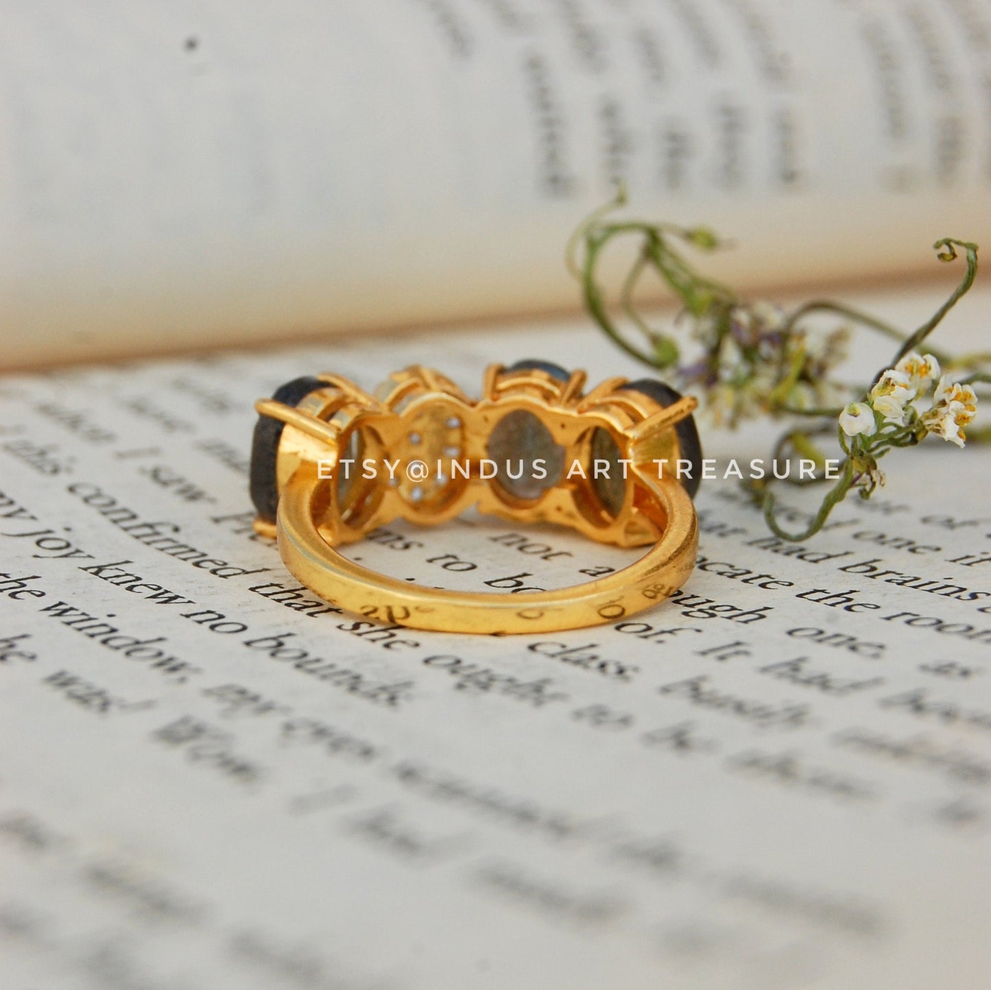 Topaz - Blue Labradorite Gold Plated Ring