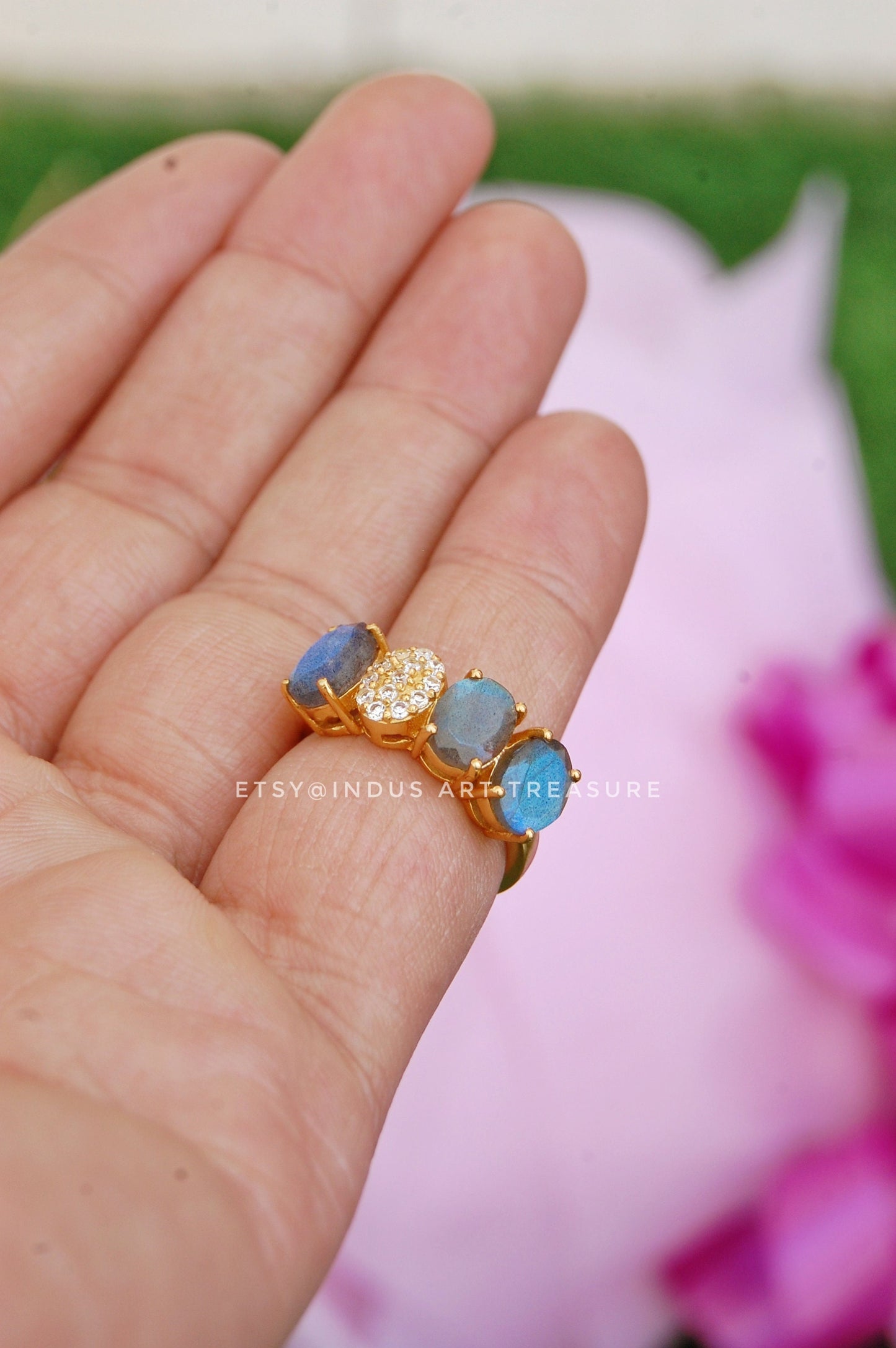 Topaz - Blue Labradorite Gold Plated Ring