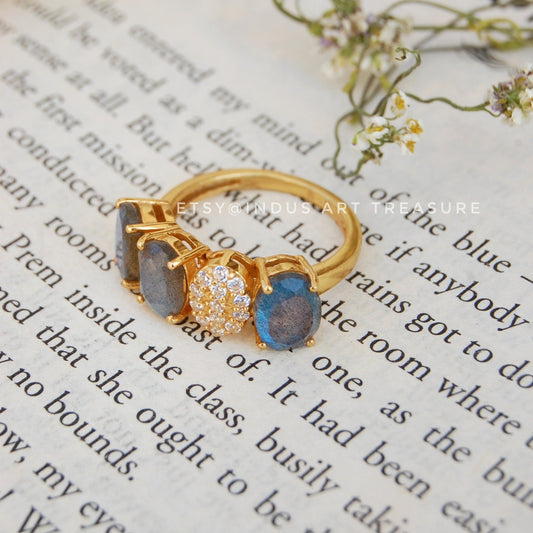 Topaz - Blue Labradorite Gold Plated Ring