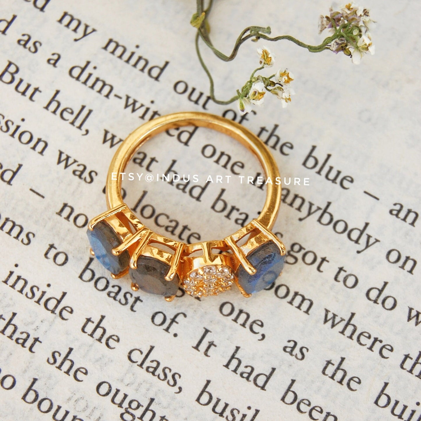 Topaz - Blue Labradorite Gold Plated Ring