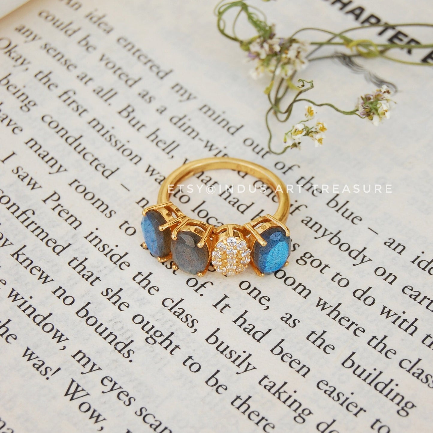 Topaz - Blue Labradorite Gold Plated Ring