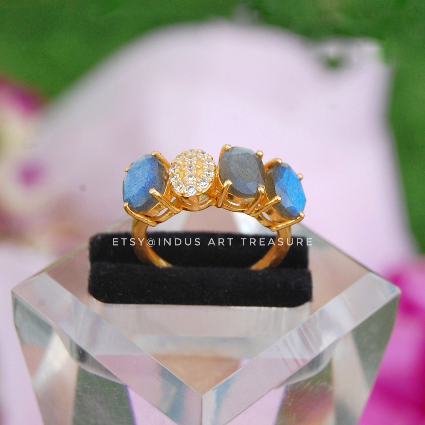Topaz - Blue Labradorite Gold Plated Ring