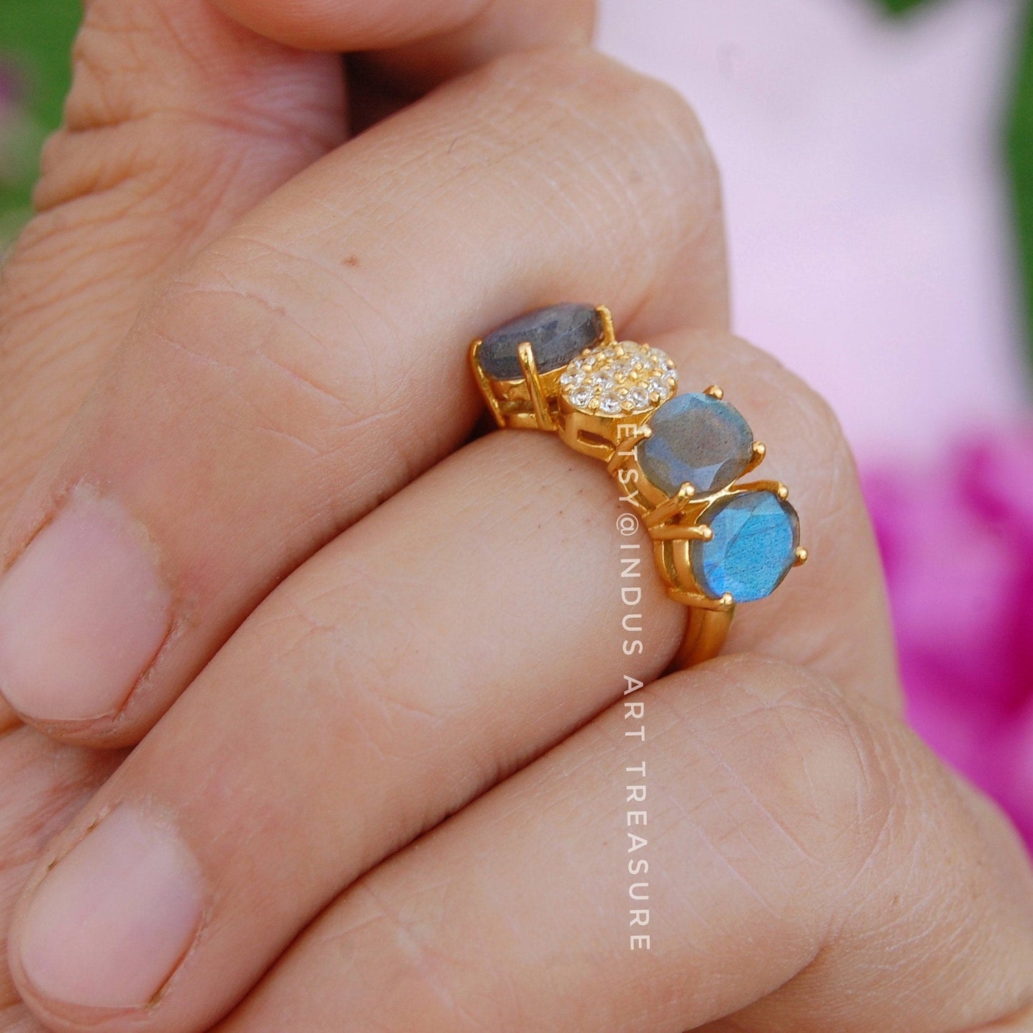 Topaz - Blue Labradorite Gold Plated Ring