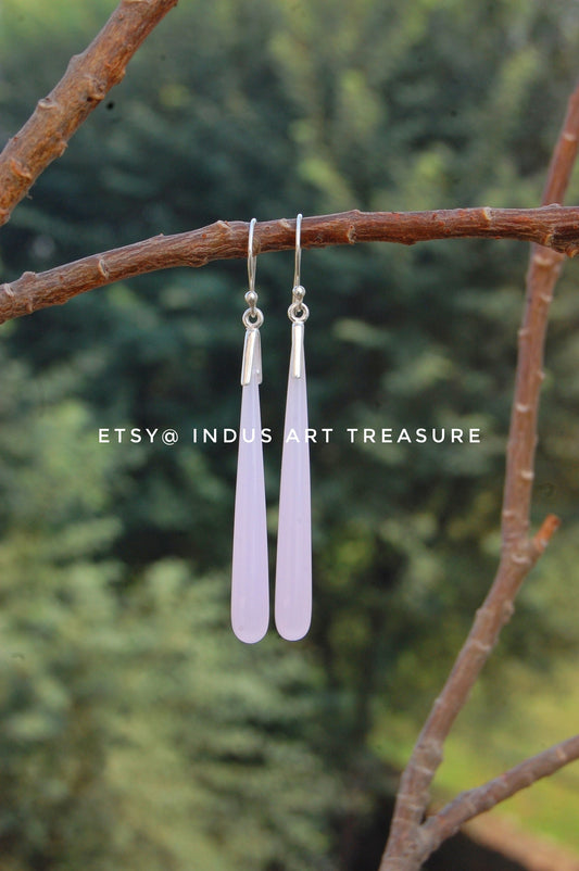 Pink Chalcedony 50mm Long Earrings