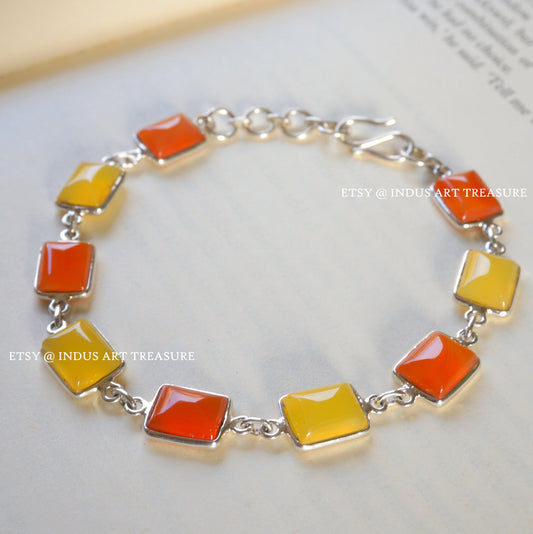 Carnelian Bracelet Yellow Onyx Gemstone Bracelet