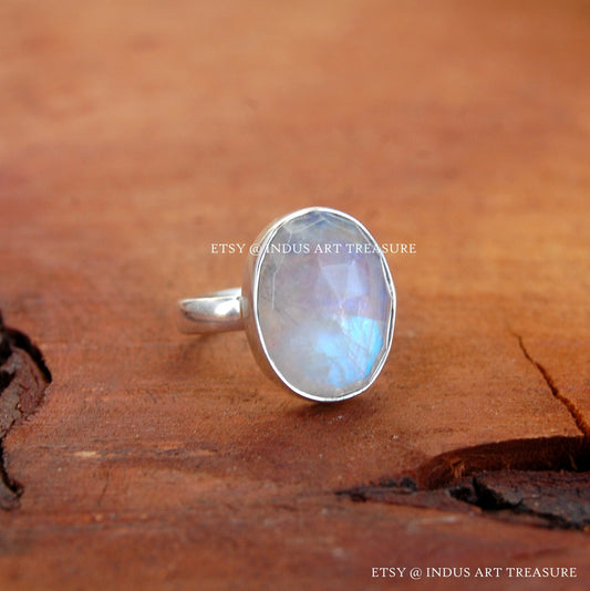 Rainbow Moonstone Oval Ring