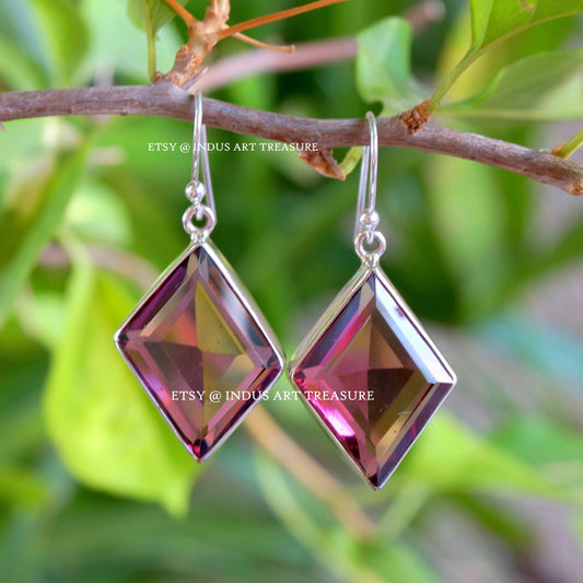 Pink Tourmaline Rhombus Earrings