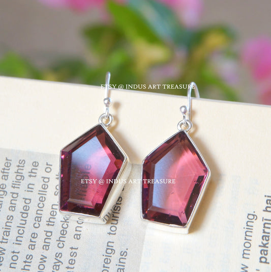 Pink Tourmaline Dangle Earrings