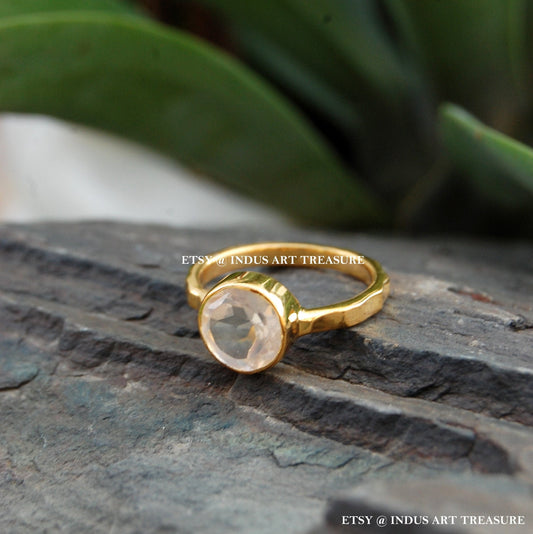 Rose Quartz Gold Plated Ring