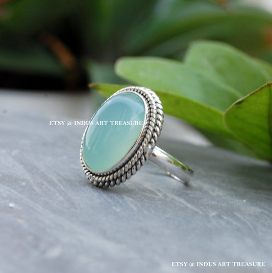 Aqua Chalcedony Ring