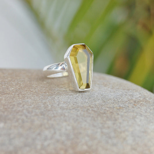 Citrine Coffin Shape Ring