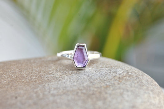 Amethyst Coffin Shape Ring