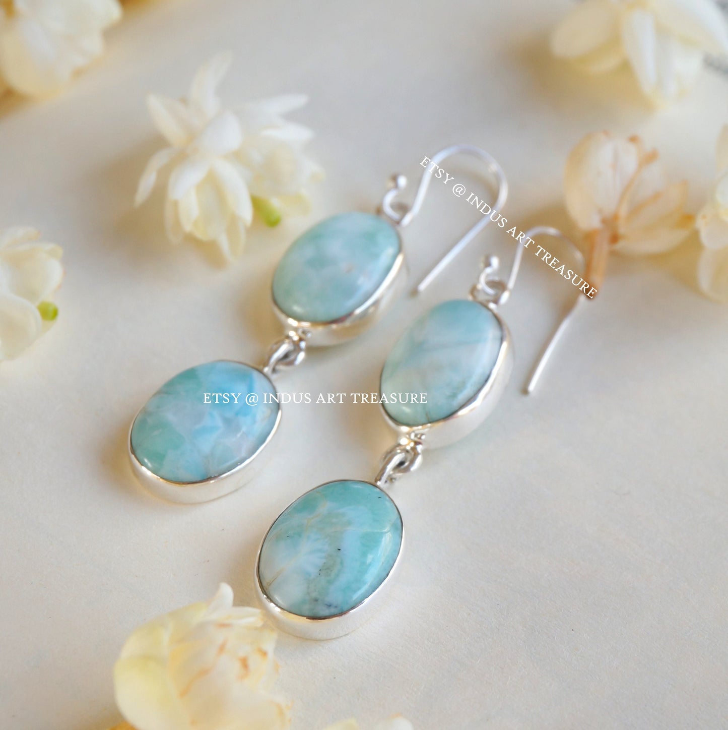 Larimar Long Dangle Earrings