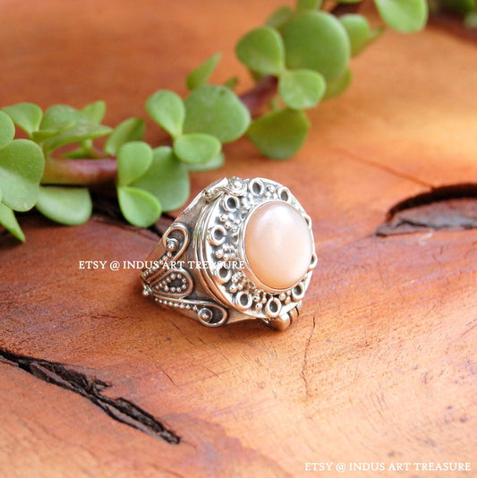 Peach Moonstone Ring