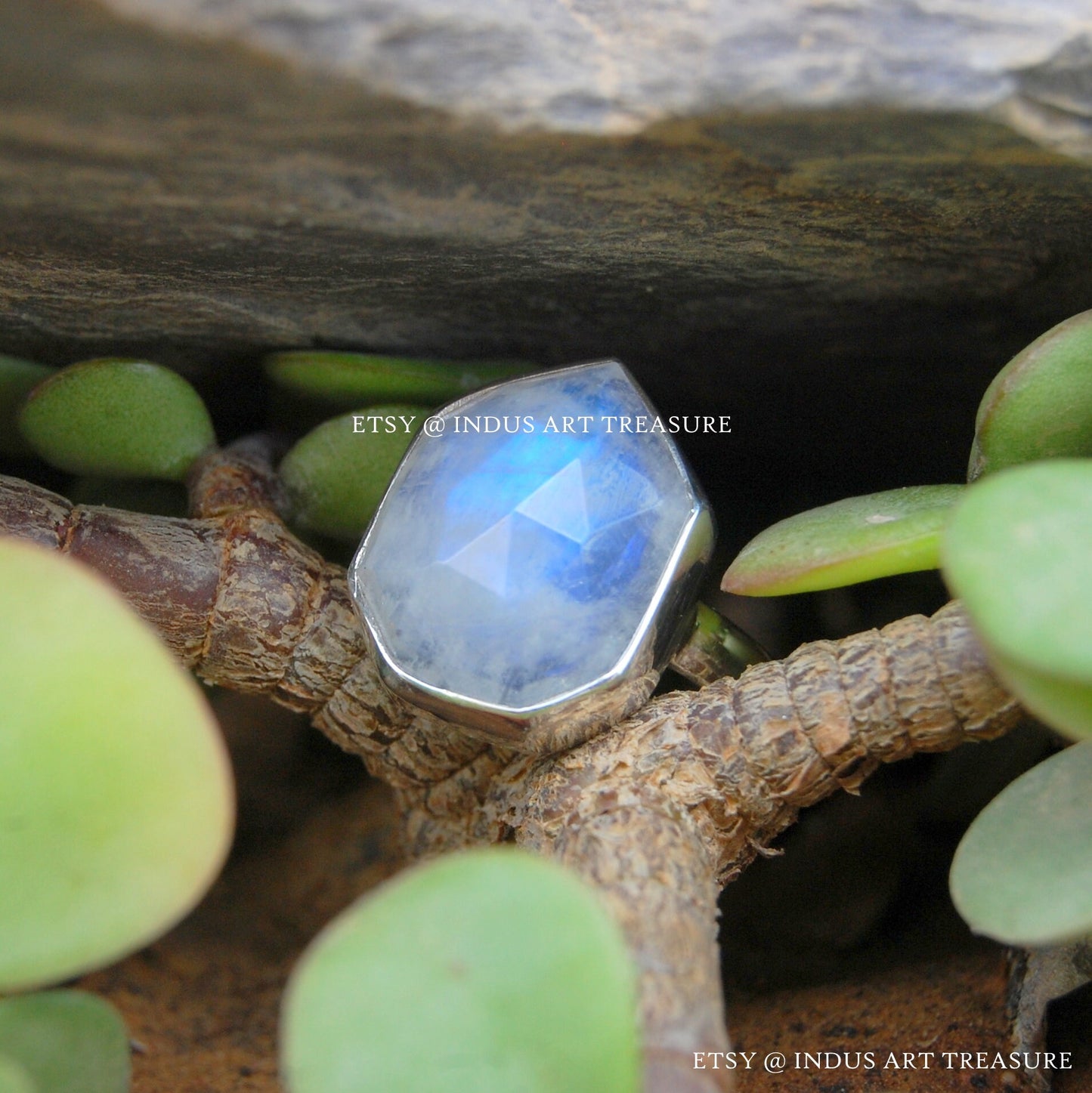 Rainbow Moonstone Ring