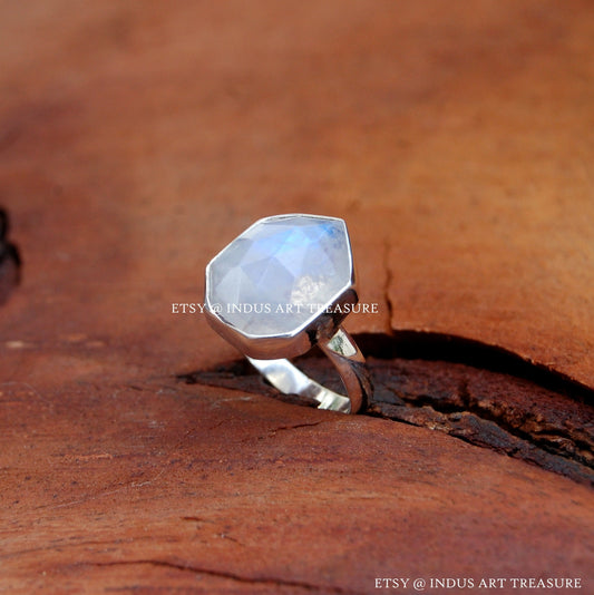 Rainbow Moonstone Ring
