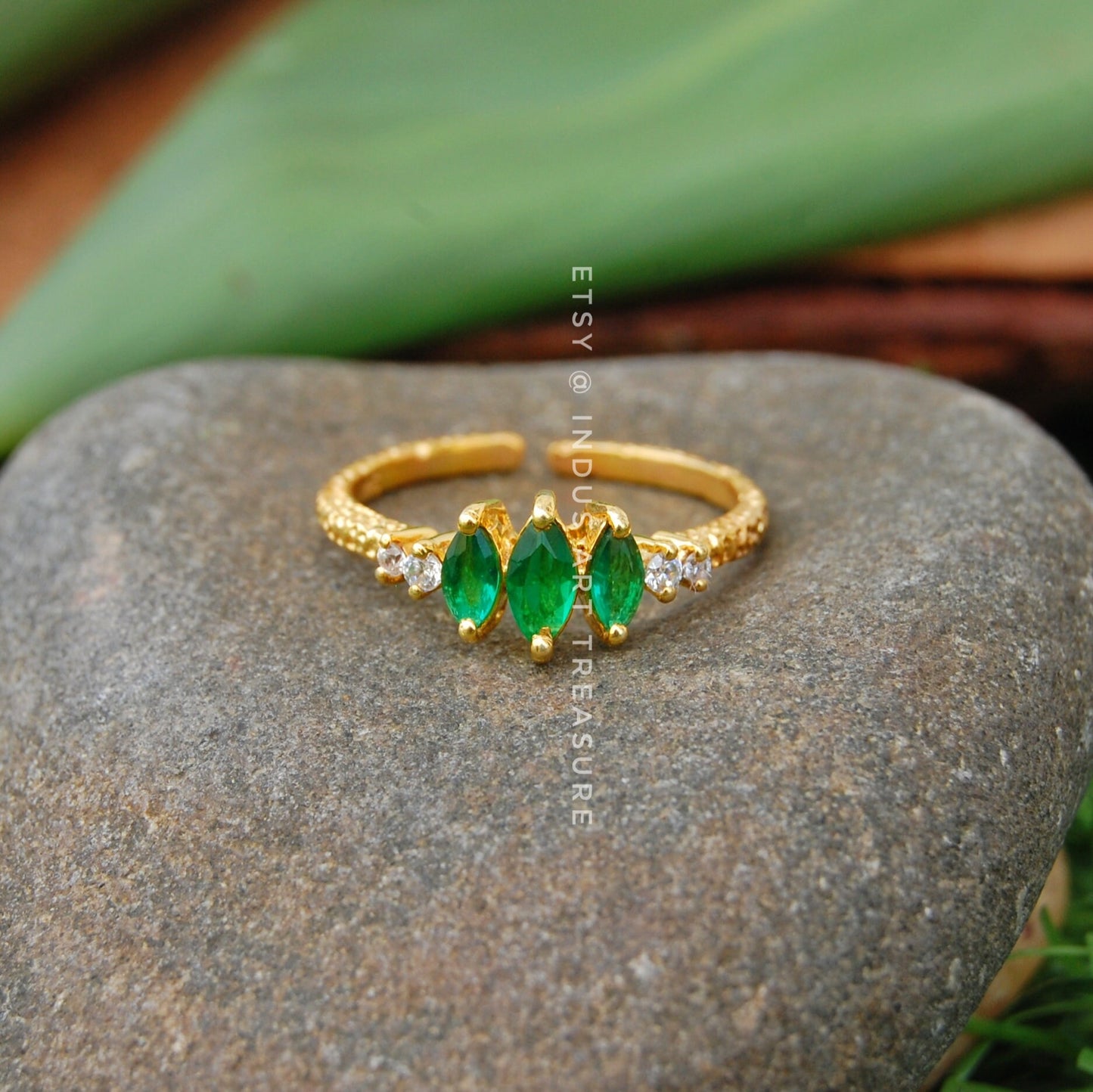 Emerald Dainty Gold Plated Ring