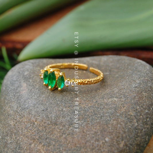 Emerald Dainty Gold Plated Ring