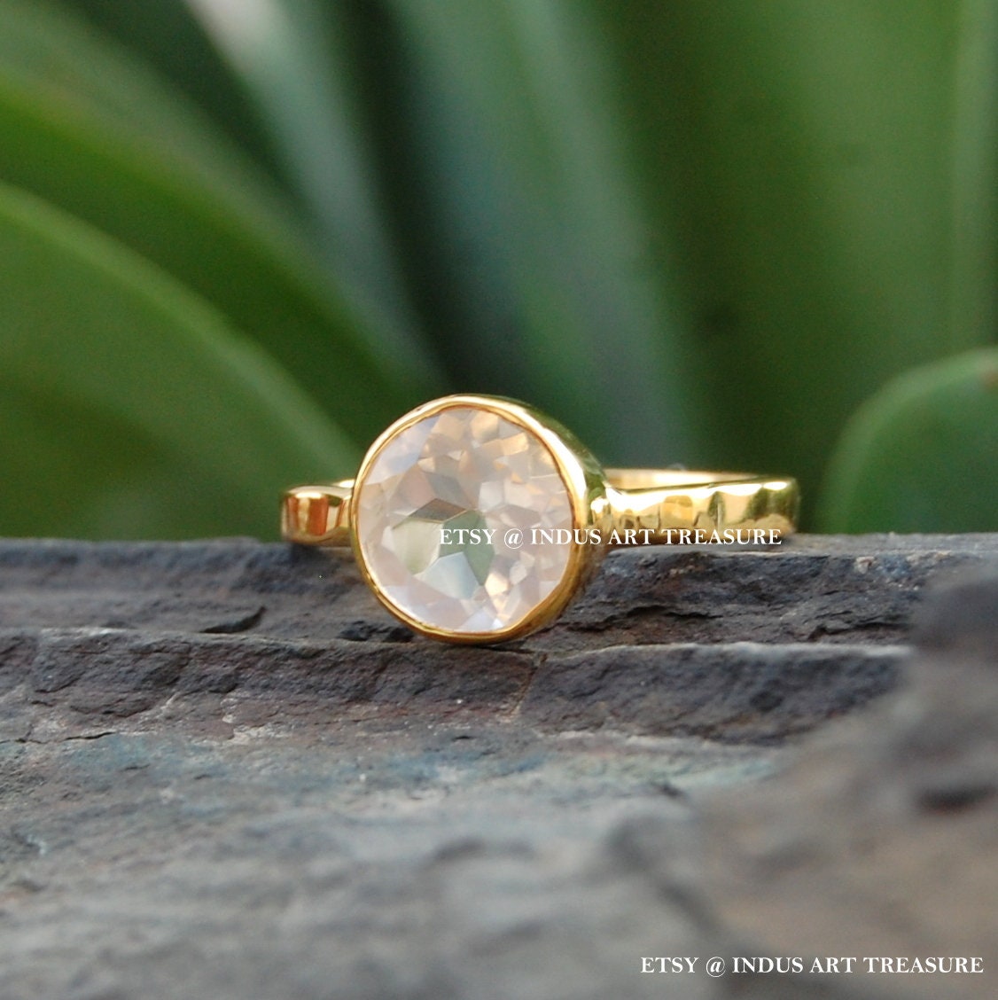 Rose Quartz Gold Plated Ring